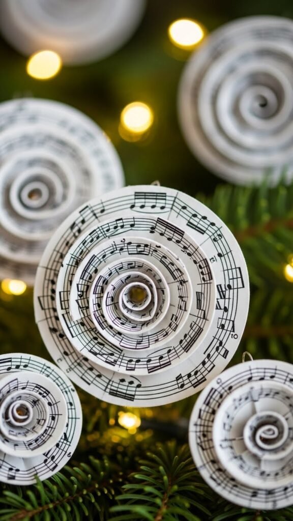 Sheet Music Circle Ornaments