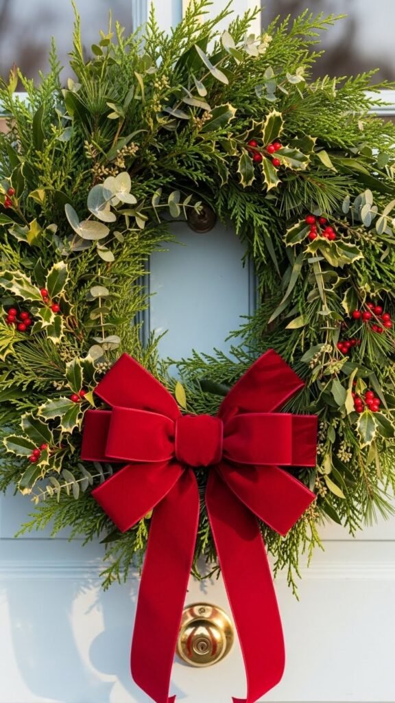 Classic Greenery Wreath With Bow