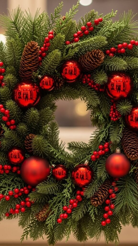  Red & Green Classic Holiday Wreath