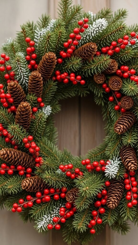 Berry & Pinecone Mix Wreath