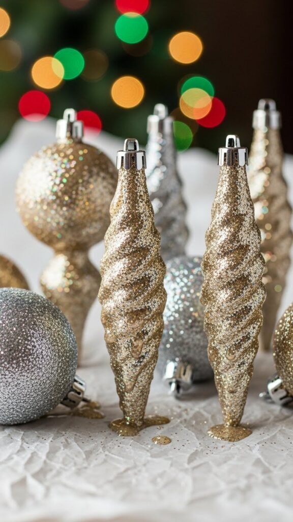 Glitter-Dipped Ornaments (Without the Mess!)