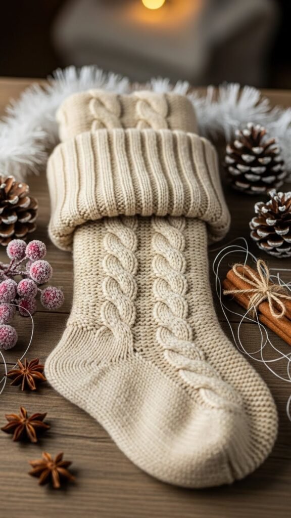 Cable Knit Leg Warmer Stocking