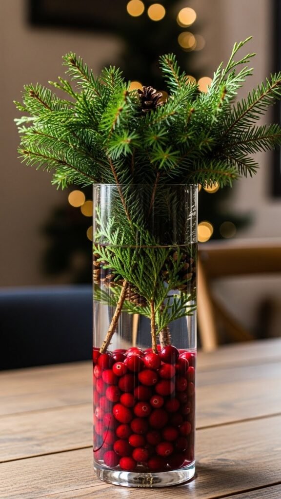 Cranberry & Evergreen Vase
