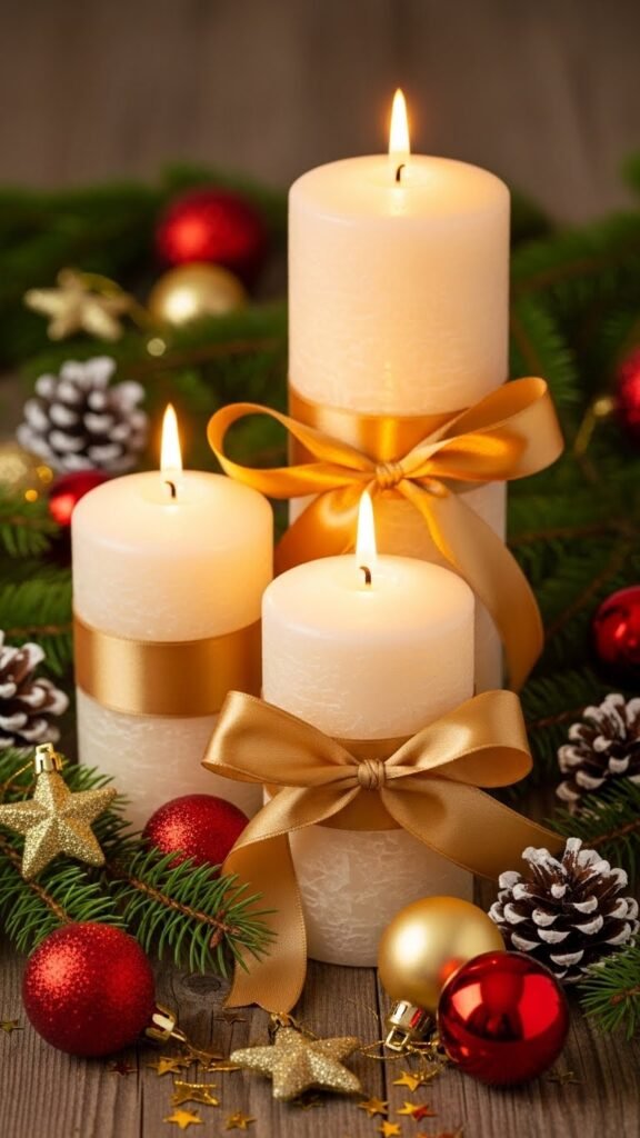Ribbon-Wrapped Candle Trio