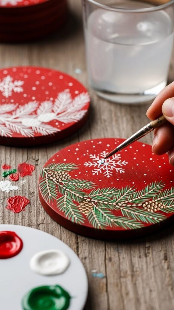 Painted Christmas Coasters