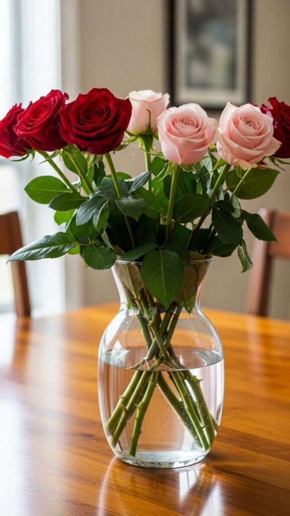 Classic Glass Vase Roses