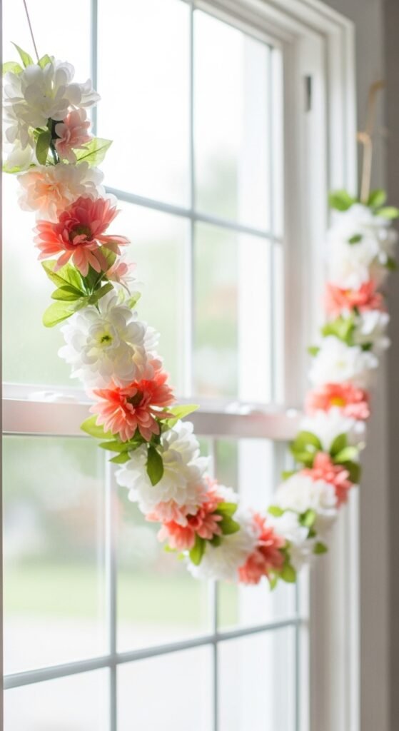 DIY Flower Garland for Window Frames