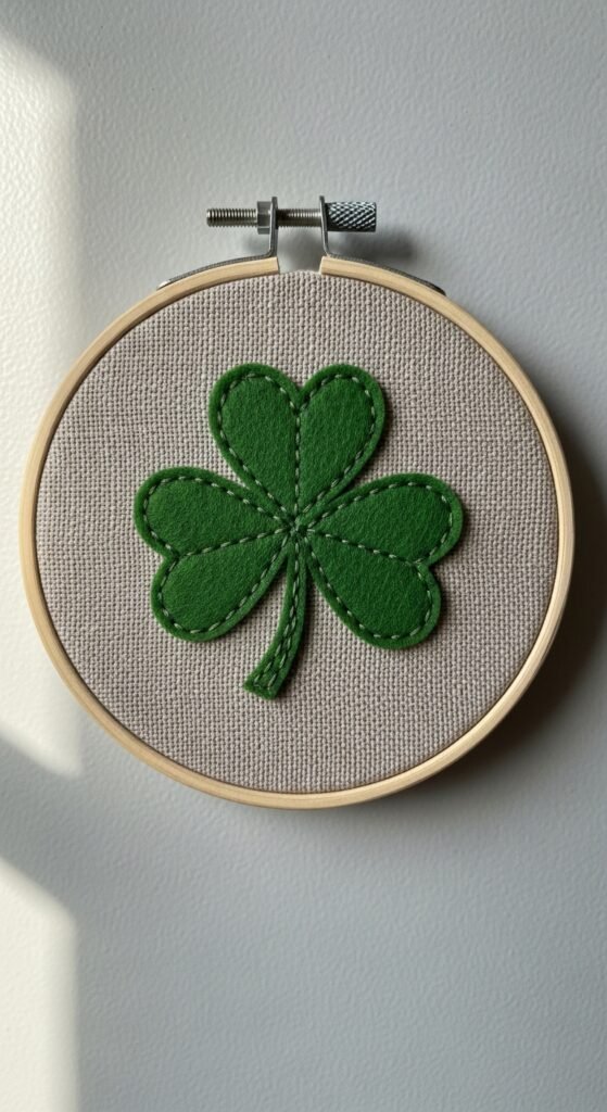 Embroidered Shamrock Hoop Art