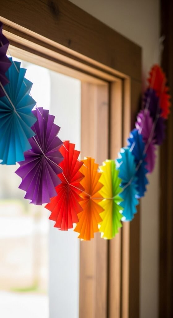 Folded Rainbow Fan Garland