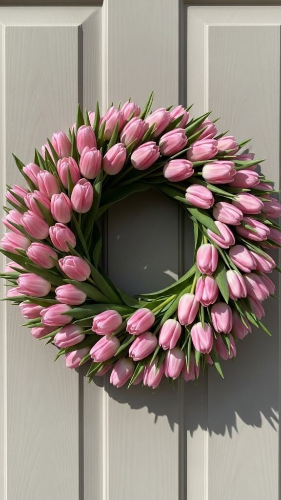 Pink Tulip Circle Wreath