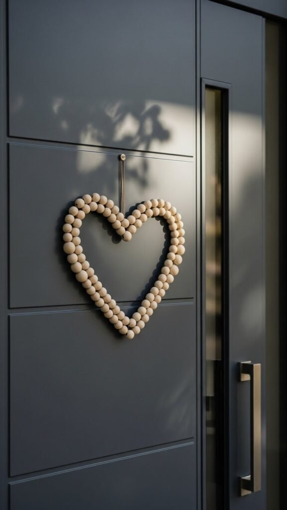 Minimal Wooden Bead Heart Wreath