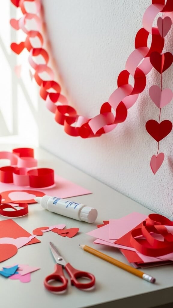 Paper Heart Chain Garland