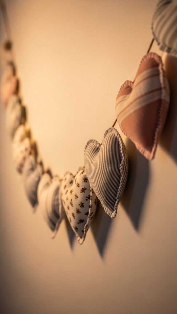 Fabric Scrap Heart Garland