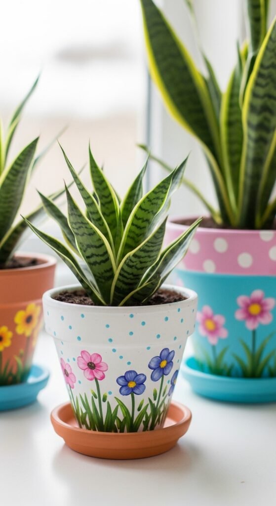 Painted Terracotta Pots for Indoor Plants