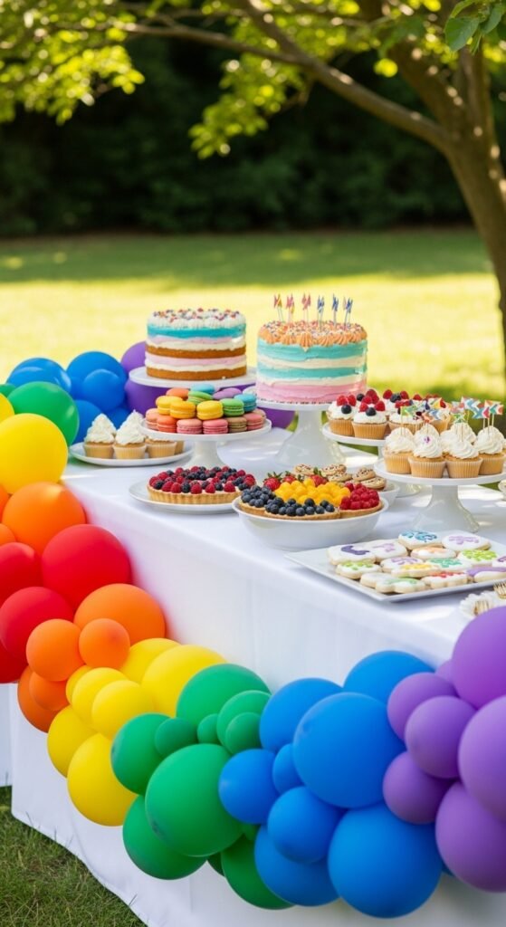 Rainbow Balloon Garland Table Edge