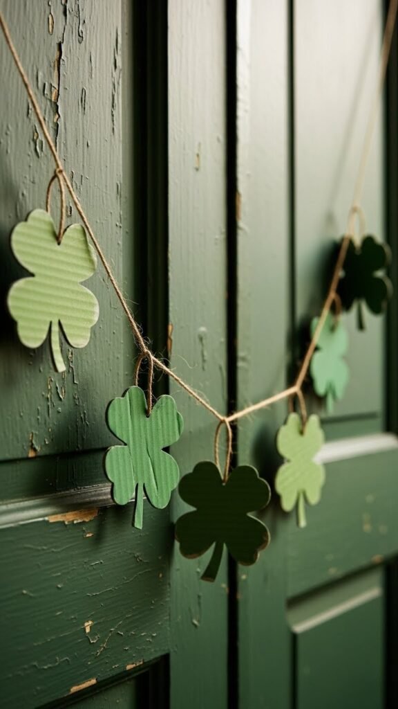Twine and Cardboard Clover Garland