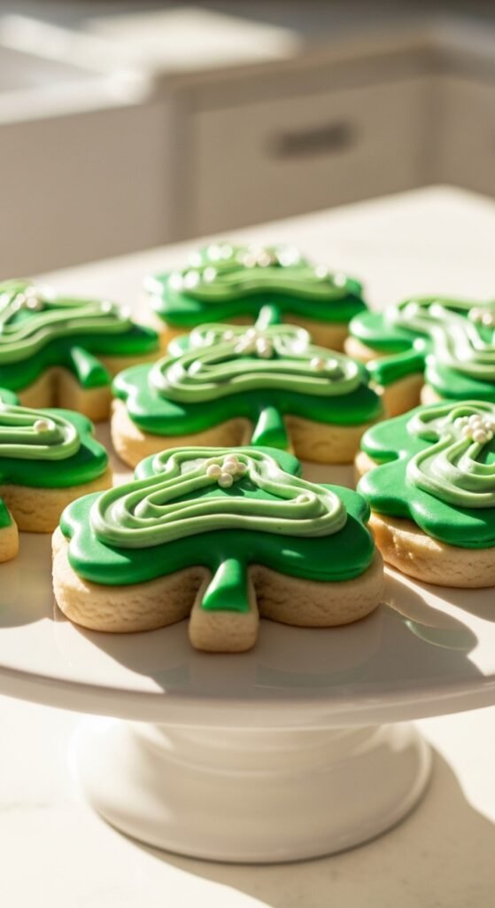 Frosted Shamrock Vanilla Cookies