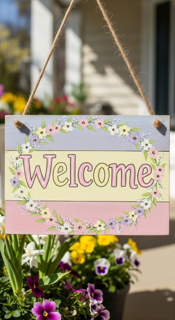Hand-Painted Wooden “Welcome” Sign