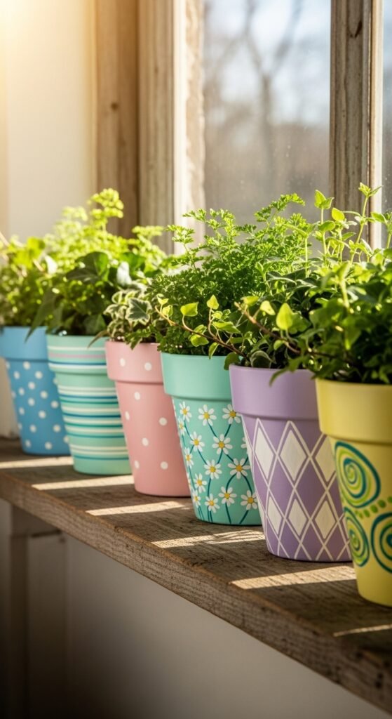 Painted Flower Pots for a Touch of Color